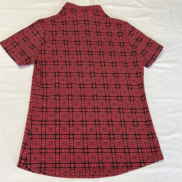 IBKUL Pricilla Short Sleeve Mock Neck Zip Red and Black Size S NWT - Picture 6 of 6